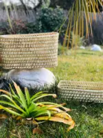 Woven Palm Fiber Sneakers | Handmade Storage Basket | 32x24x10 cm
