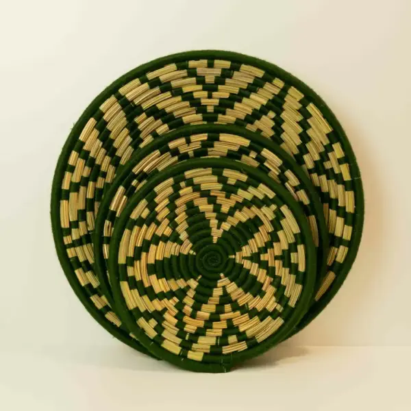 Sage Green Fruit Basket – Handwoven Wicker & Wool Decorative Bowl (3 Sizes)
