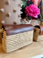 Handmade Raffia & Leather Bag – Elegant Moroccan Handcrafted Purse