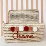 Personalized Palm Leaf Chest with Tassels – Handwoven Moroccan Storage Trunk