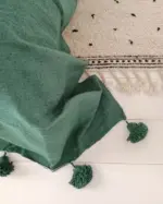 Handwoven Moroccan PomPom Blanket – 100% Cotton Throw for Cozy & Stylish Decor