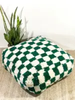 Moroccan Checkered Floor Cushion – Handmade Custom Berber Pouf | Upcycled Beni Ourain