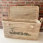Custom Moroccan Chest – Handwoven Palm Leaf Storage Trunk in Green (60cm & 80cm)
