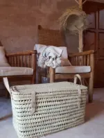 GRANDE MALLE PALMIER & CUIR - Artisanat Marocain