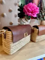 Handmade Raffia & Leather Bag – Elegant Moroccan Handcrafted Purse