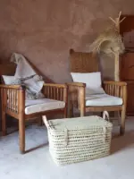 GRANDE MALLE PALMIER & CUIR - Artisanat Marocain