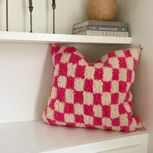 🌸 Fabulous Moroccan Plaid Beni Ourain Pillow - Wool