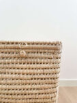 Square Wicker Laundry Basket with Lid – Handwoven Storage Hamper (41x40x34 cm)