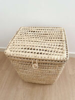 Square Wicker Laundry Basket with Lid – Handwoven Storage Hamper