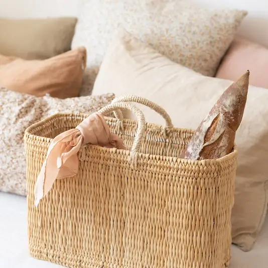 Rectangular woven rush basket - 3 sizes available