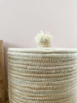 Berber Basket with Pom-Poms – Handwoven Moroccan Storage Basket (40x40x42 cm)