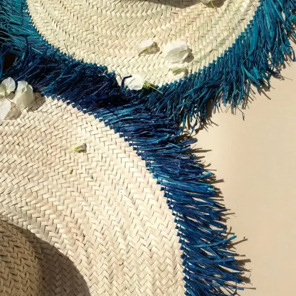 Raffia 🌿 M Decorative Blue Fringed Hat