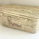 Custom Moroccan Chest – Handwoven Palm Leaf Storage Trunk with Personalized Name