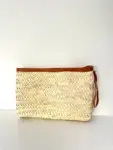 Handwoven Doum Palm & Leather Clutch – 28×20 cm | Moroccan Artisan Pouch