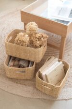 Handwoven Reed Storage Box with Handles – 3 Sizes | Moroccan Organizer