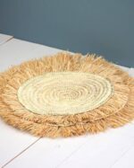 Handwoven Wicker Moroccan Placemats with Tassels – Boho Table Decor