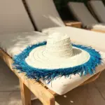 Raffia 🌿 M Decorative Blue Fringed Hat