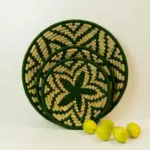 Sage Green Fruit Basket – Handwoven Wicker & Wool Decorative Bowl (3 Sizes)