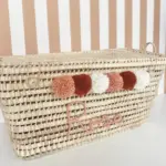 Personalized Palm Leaf Chest with Tassels – Handwoven Moroccan Storage Trunk