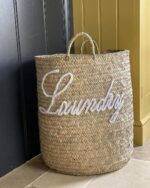 Title: Woven Palm Basket Laundry with Handles 🌸
