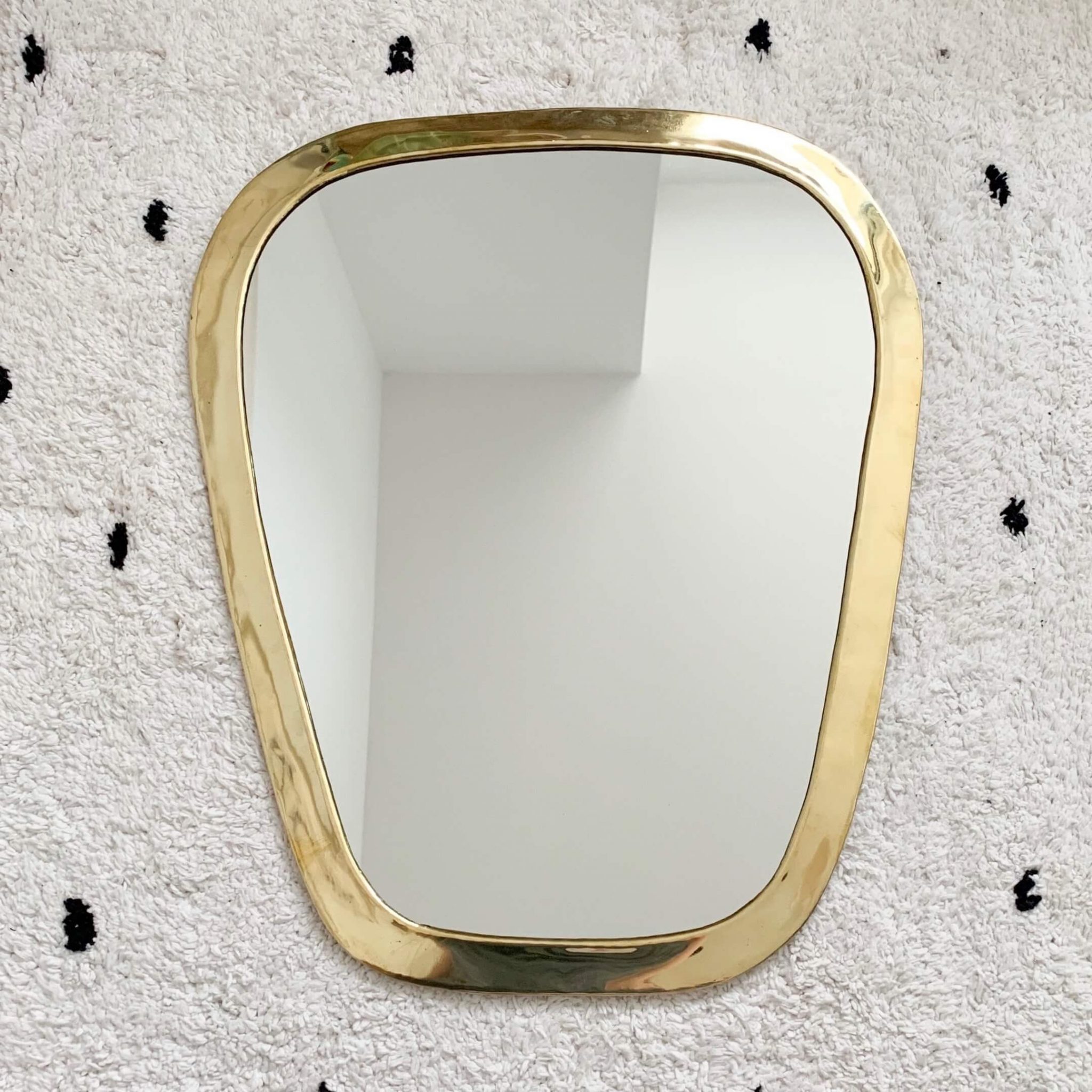 Handmade Trapezoid Brass Mirror | Moroccan Wall Mirror | 36x44 cm