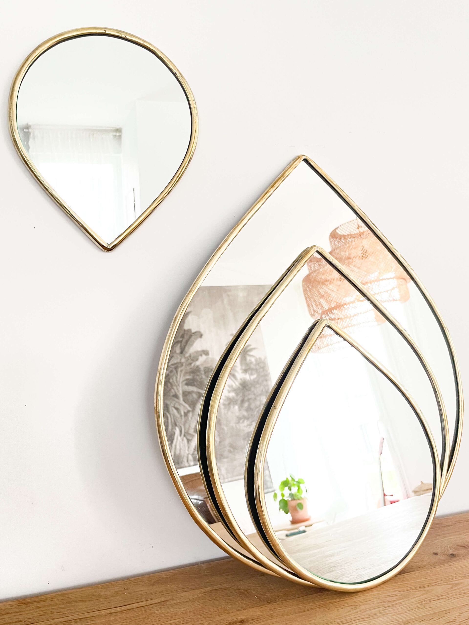 Handmade Fine Drop-Shaped Brass Mirror | Moroccan Wall Decor | 3 Sizes Available