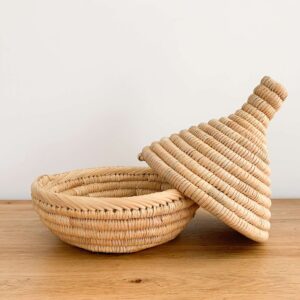 Wicker Tagine Basket – Handwoven Moroccan Decorative Cover (25x21 cm)