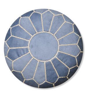 Velvet Pouffe – Denim Blue | 55x35 cm Handcrafted Round Ottoman