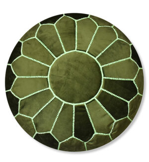 Velvet Pouffe – Neon Green | 55x35 cm Handcrafted Round Ottoman