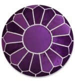 Velvet Pouffe – Blue and White | 55x35 cm Handcrafted Round Ottoman