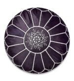Velvet Pouffe – Blue and White | 55x35 cm Handcrafted Round Ottoman