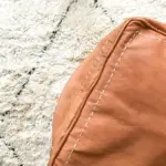 Square Moroccan Pouf in Natural Leather