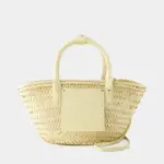 Elegant Beige-Ivory Straw Bag with Dual Carry – Handwoven