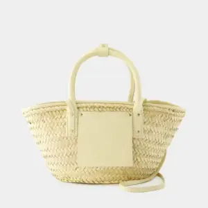 Elegant Beige-Ivory Straw Bag with Dual Carry – Handwoven