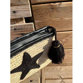 Handmade Palm Clutch – Star Embroidered Wool Pouch with Pom-