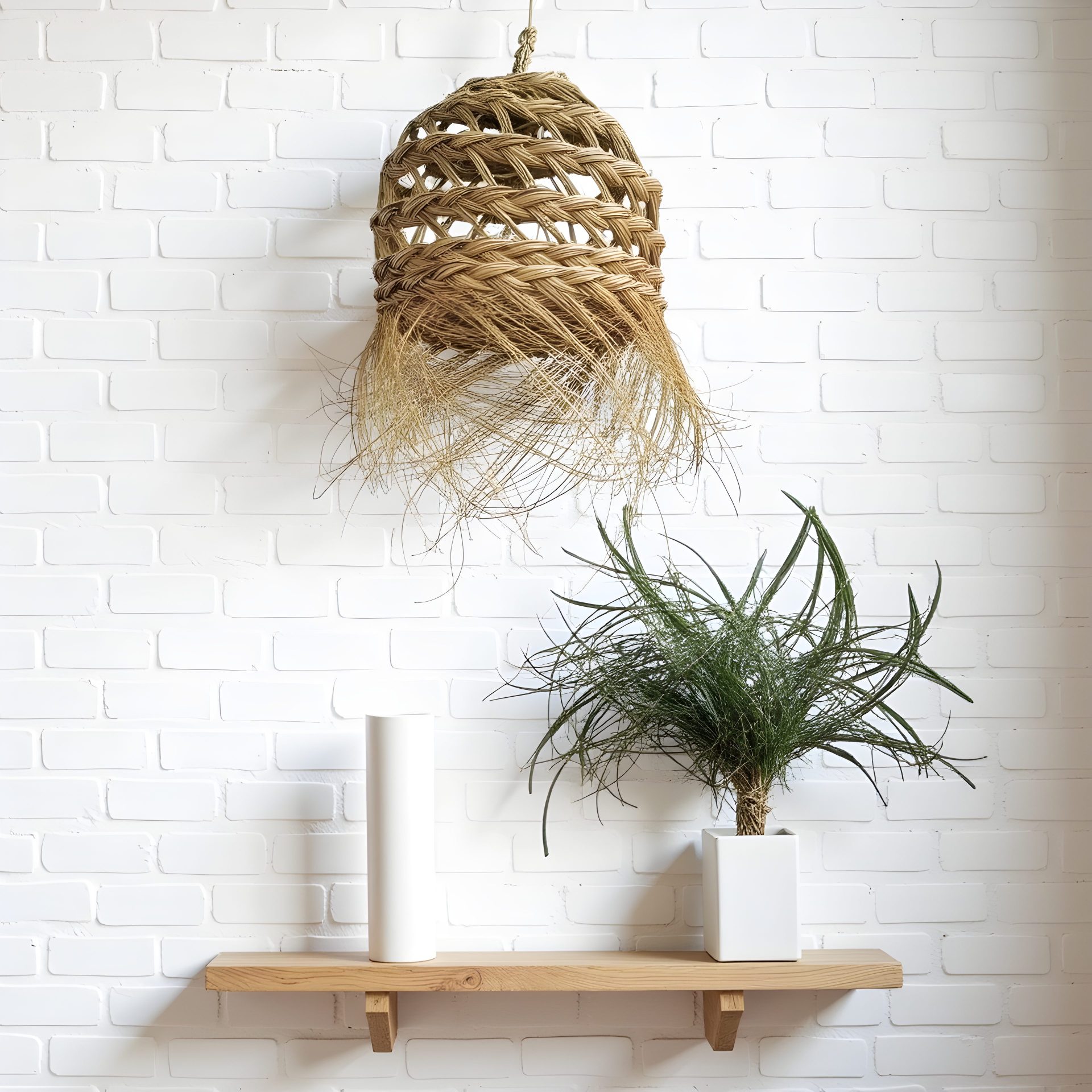 Bohemian Straw Pendant Light – Handwoven Moroccan Lamp Shade (20 × 20 cm)