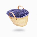 Handwoven Moroccan Palm Straw Picnic Basket “Majorelle”