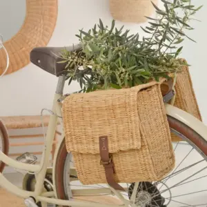Moroccan Handwoven Bike Basket Pannier – Natural Reed