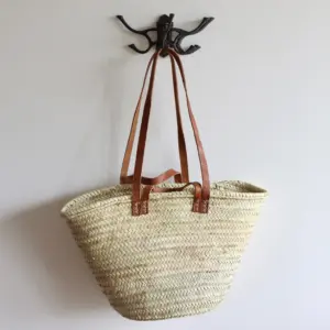 Large French Market Basket – Handwoven Palm Tote Bag