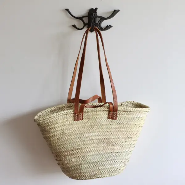 Large French Market Basket – Handwoven Palm Tote Bag