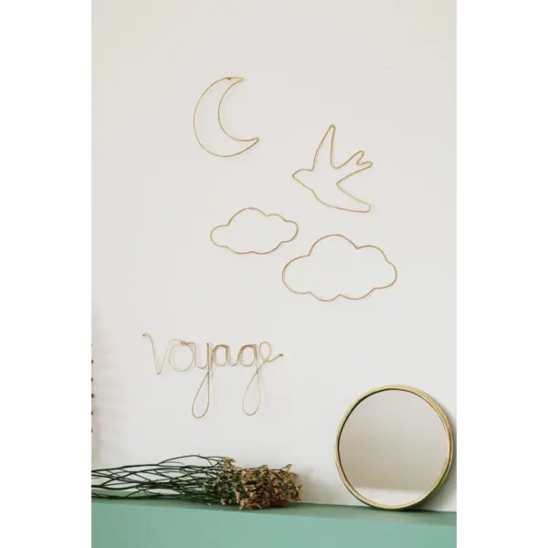Gold Brass Wire Moon Wall Decor – Handcrafted in 3 Sizes