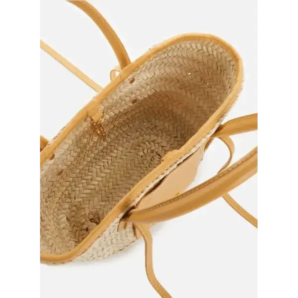 Handmade Moroccan Basket Bag – Woven Palm Tote with Leather