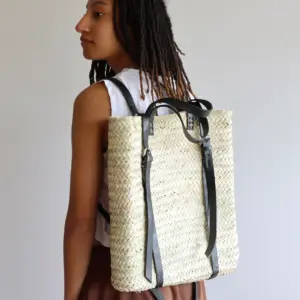 Straw & Leather French Market Backpack – Handwoven