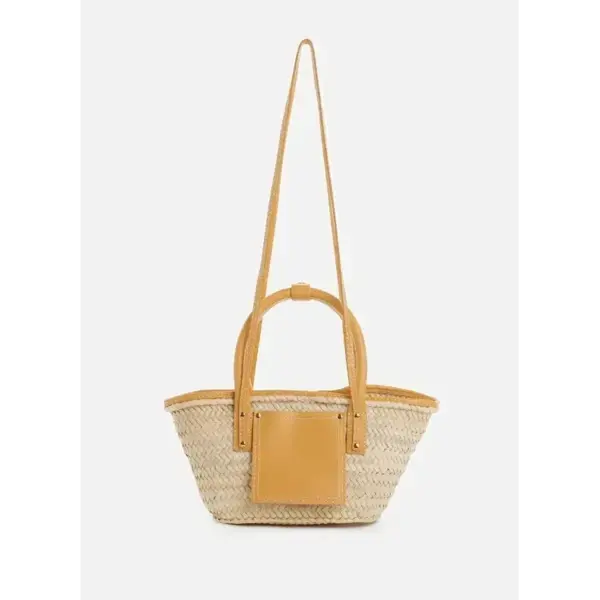 Handmade Moroccan Basket Bag – Woven Palm Tote with Leather