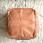 Square Moroccan Pouf in Natural Leather