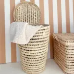 Natural Laundry Basket with Lid –Handwoven Palm Leaf Storage