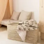 XL Palm Leaf Storage Bag – Handwoven Moroccan Storage Bin with Handles (80 x 35 cm)