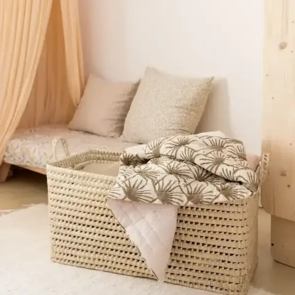 XL Palm Leaf Storage Bag – Handwoven Moroccan Storage Bin with Handles (80 x 35 cm)