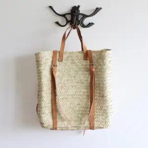 Straw & Leather French Market Backpack – Handwoven