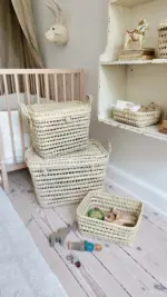 Handwoven Palm Leaf Storage Trunk –Natural Decorative Basket